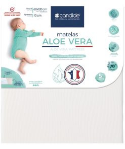 Matelas bébé Aloé Vera déhoussable - 60 cm x 120 cm x 10 cm - Blanc