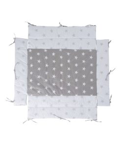 Tapis de parc universel avec bords - imprimé étoiles - 'ROBA' Little Stars - Gris Blanc