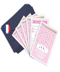 6 Invitations Et Enveloppes Anniversaire 'arc-en-ciel' | Fabrication Française - N/A