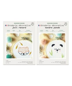 Coffrets 2 Broderies décoratives - Déco enfant - Renard + Panda - N/A