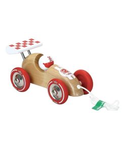 Voiture de course à trainer bois naturel - N/A