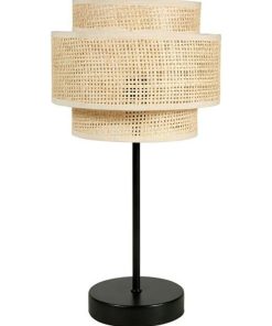 Lampe abat-jour papier rotin 3 niveaux - Beige
