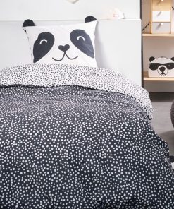 Parure de lit 'Panda' - 1 personne - noir