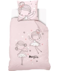 Housse De Couette Lou&Loup Féerique Fille Enfant et Taie D'oreiller - 100% Coton - Rose