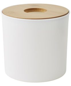 Guy Levasseur - Poubelle à coton en plastique et bambou 1.5L - Blanc