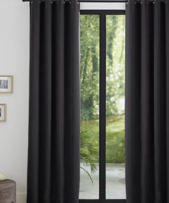 Lot de 2 rideaux occultant thermique noir 140 x 260 cm - Noir