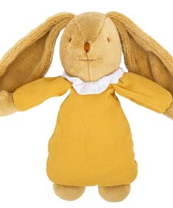 Peluche musicale lapin en coton bio jaune curry - Jaune