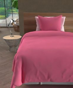 Parure Housse de couette microfibre lavee intemporel - Rose framboise