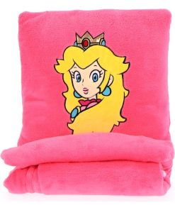 Coussin Plaid Polaire Super Mario Peach - 100% Polyester - Rose