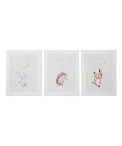 Lot de 3 tableaux toile Doudous 30x40 cm - Blanc