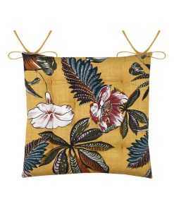 Lot de 4 galettes de chaise 16 points 38x38 Curiosity coton - Jaune