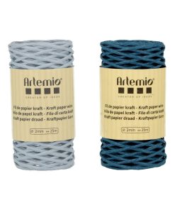 2 bobines fil kraft bleu tendre/ bleu azur 2mm x 25 m - N/A
