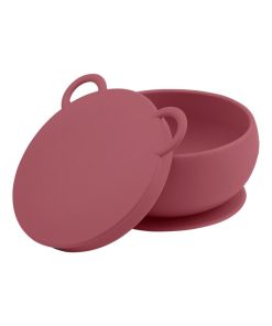 Bol bébé avec ventouse et couvercle en silicone - Marron