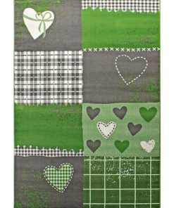 Tapis enfant 120x170 BAMBINO COEUR Vert OEKO TEX idéal pour Chambre - Vert