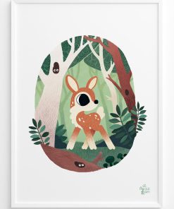 Affiche Biche En Forêt - Blanc