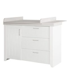ROBA Commode à langer "Wilma" avecPlan Amovible - Fermeture Progressive - Blanc/Décor 'Luna Elm' - Blanc