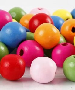 Perles en bois multicouleurs Ø 12 mm - 500 g - N/A