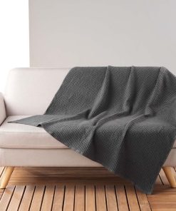 Plaid coton Collection Gaufrettes nid d'abeille - gris anthracite