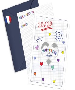 Carte pour la Maîtresse + enveloppe | Carte à gratter Maitresse de l'année | Version cœurs - N/A