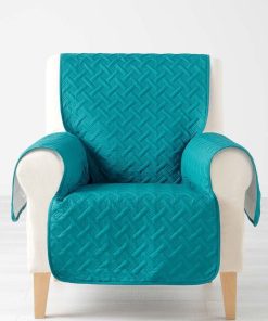 Protège fauteuil matelassé uni Lounge pétrole - Bleu