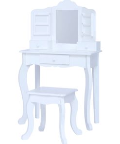 Coiffeuse enfant table de maquillage avec miroir et tabouret blanche Fantasy Fields TD-13366D - Blanc