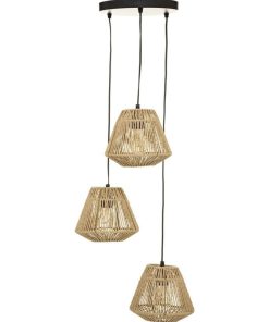 Suspension corde 3 lampes Jily naturel D20 - Beige
