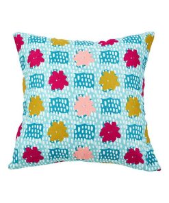 Housse de coussin 40x40 cm Fleurie - Bleu