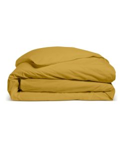 Bleu Câlin - Housse de couette unie Percale de coton 80 fils/m² - Moutarde