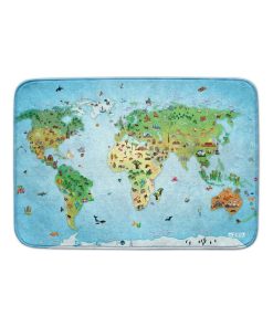 Tapis enfant 70x95 ULTRA DOUX MAPPEMONDE Bleu fabriqué en Europe idéal pour la chambre - Bleu