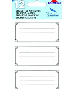 12 étiquettes adhésives scolaires - Rectangles élégants - noir - N/A