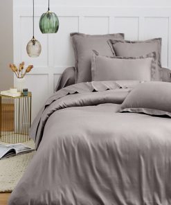 Blanc Avenue Parure De Lit En Satin De Coton - Gris