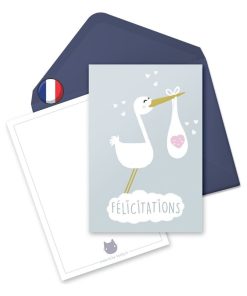 Carte De Félicitation Naissance Ou Grossesse 'cigogne' | Fabrication Française - N/A