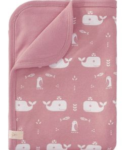 Couverture pour bébé baleine rose en coton bio (80 x 100 cm) - Rose
