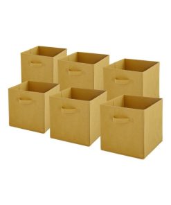 Paniers intissés pliables - lot de 6 - Jaune Moutarde - 27x27x27cm - Jaune moutarde