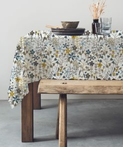 Future Home - Nappe coton blanche à fleurs 150x250cm avec pompons - Blanc
