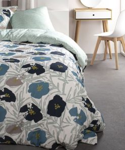 Housse de couette Sunshine Ikema + 2 taies 100% coton 57 fils - Bleu