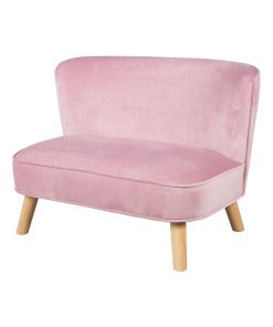 ROBA Canapé Enfant en Velours "Lil Sofa" Scandinave - 2 Places - Feuteuil Rétro Confortable - Rose - Rose