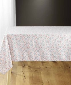 Nappe rectangulaire 140x240 cm Florelle corail microfibre - Orange