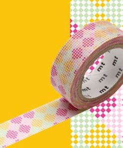 Masking tape damier - Rose et jaune - 1,5 cm x 7 m - N/A