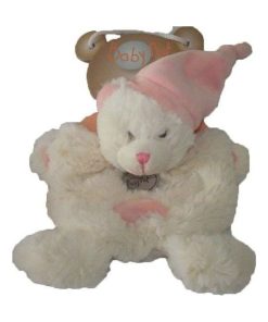 doudou Babynat Ours Rose Bonnet rose pink BN782 Les Calins Plat - Rose