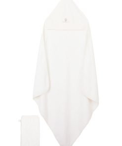 Eveil Et Nature Cape De Bain Et Gant Coton Bio - Ecru