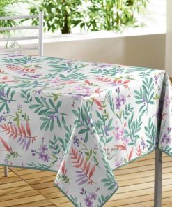 Nappe rectangulaire toile cirée 140x240cm Herbella Blanc - Blanc