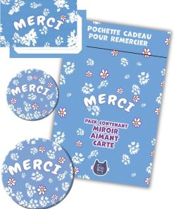 Kit Cadeau Merci | Pack Carte + Miroir + Aimant Version Fleurs | Cadeau pour maîtresse, nounou - N/A