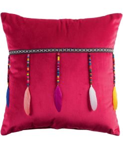 Coussin Velours Pampilles Collection Plumis - Rose