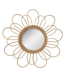 Miroir en rotin fleur D38 - Beige