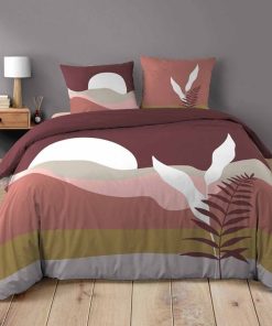 Housse de couette + 2 taies Canyon coton 42 fils - Rouge