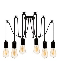Suspension araignée 6 ampoules - Noir