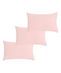 Lot x3 Taies d'oreiller 40x60 cm - 100% coton Bio - 'Ptit Basile' - Rose clair
