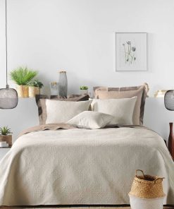 Couvre lit matelasse Romano lin - Beige