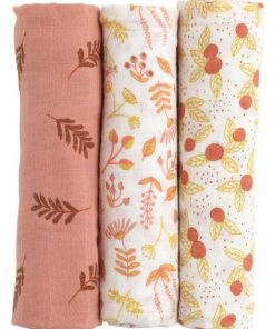 Lot de 3 langes en coton bio Esmée (70 x 70 cm) - Orange
